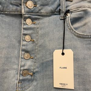 Forever 21 Premium Denim- Flared, Distressed, Button Closure,Stretch-Size 32 NWT